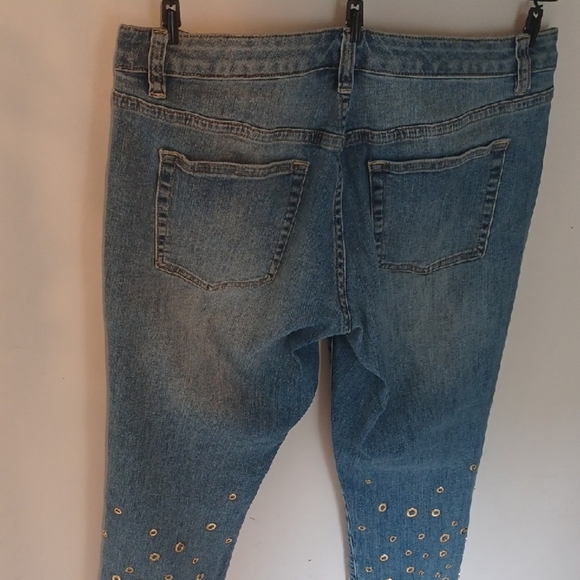 Michael Kors Blue Gold Ankle Cropped Jeans, 12/14 - Picture 6 of 7